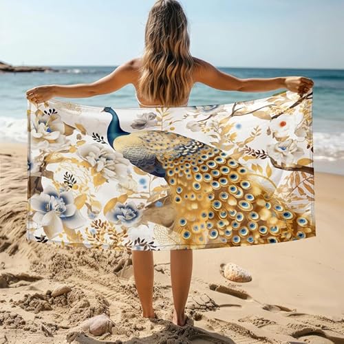 KLJFIGUT Strandtuch 90x180 cm Pfau Weich Mikrofaser Badetuch für Kinder und Erwachsene, Schnell Trocknendes Weiches Handtuch für Badehandtuch Yoga Handtuch Strandtücher von KLJFIGUT