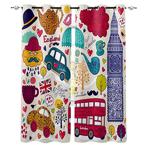 KLJFIGUT Vorhänge London Vorhang Blickdicht 2er Set, Verdunklungsvorhänge mit Ösen Kinderzimmer Schlafzimmer Schallschutz Vorhang Verdunkelung Gardinen 117 X 138 cm (BxH) von KLJFIGUT