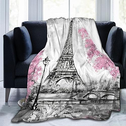 Kuscheldecke Flauschig Grauer Eiffelturm Weiche Plüsch Decke für Kinder Erwachsene, Warm Wendedecke Flanell Fleecedecke TV-Decken Sofadecke Couchdecke Tagesdecke - 150x200 cm von KLJFIGUT