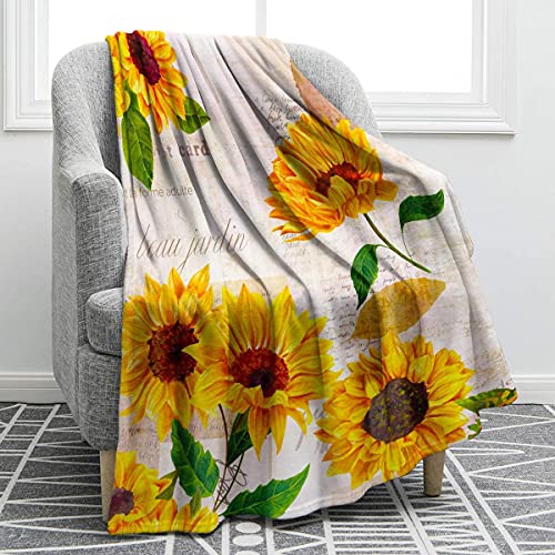 Kuscheldecke Flauschig Sonnenblume Weiche Plüsch Decke Tagesdecke Für Erwachsene, Warm Flanell Fleecedecke TV-Decken Sofadecke Wohndecke Sofaüberwurf Couchdecke- 220x270 cm von KLJFIGUT