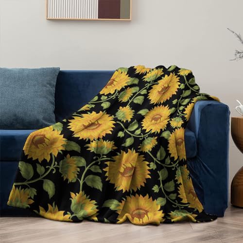 Kuscheldecke Flauschig Sonnenblume Weiche Plüsch Decke für Kinder Erwachsene, Warm Wendedecke Flanell Fleecedecke TV-Decken Sofadecke Couchdecke Tagesdecke - 150x200 cm von KLJFIGUT