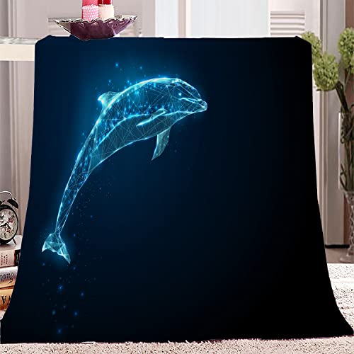 Kuscheldecke Flauschig dunkelblauer Delphin Weiche Plüsch Decke Tagesdecke Für Erwachsene, Warm Flanell Fleecedecke TV-Decken Sofadecke Wohndecke Sofaüberwurf Couchdecke- 220x270 cm von KLJFIGUT