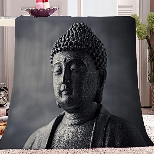 Kuscheldecke Flauschig graue Buddha-Statue Weiche Plüsch Decke Tagesdecke Für Erwachsene, Warm Flanell Fleecedecke TV-Decken Sofadecke Wohndecke Sofaüberwurf Couchdecke- 220x270 cm von KLJFIGUT