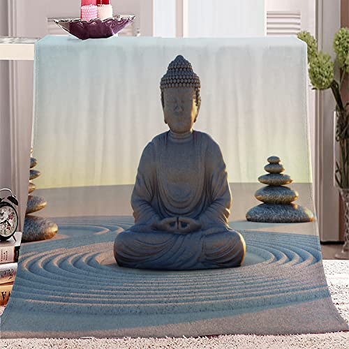 Kuscheldecke Flauschige Buddha-Figur Weiche Plüsch Decke Tagesdecke Für Kinder Erwachsene, Warm Flanell Fleecedecke Wendedecke Sofadecke Wohndecke Couchdecke - 180x220 cm von KLJFIGUT