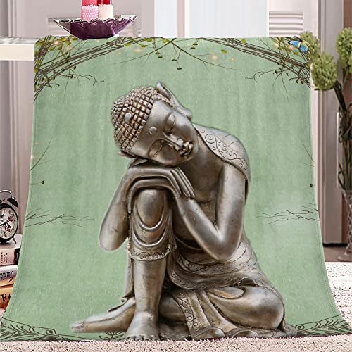 Kuscheldecke Flauschige Grüne Buddha-Statue Weiche Plüsch Decke Tagesdecke Für Kinder Erwachsene, Warm Flanell Fleecedecke Wendedecke Sofadecke Wohndecke Couchdecke - 180x220 cm von KLJFIGUT