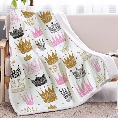 Kuscheldecke Flauschige weiße Krone Weiche Plüsch Decke Tagesdecke Für Kinder Erwachsene, Warm Flanell Fleecedecke Wendedecke Sofadecke Wohndecke Couchdecke - 180x220 cm von KLJFIGUT