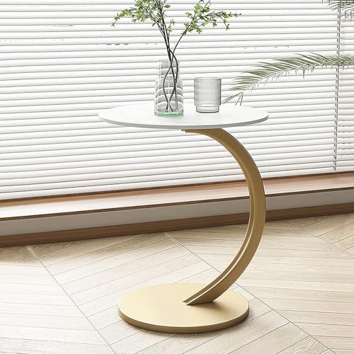 KLJUddGY Center Table C Shaped End Table Narrow Coffee Table Save Space Side Table with Carbon Steel Frame Bedside Table for Living Room(Gold,60cm/23.6in) von KLJUddGY