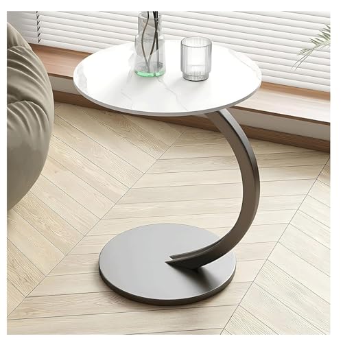 KLJUddGY Center Table C Shaped End Table Narrow Coffee Table Save Space Side Table with Carbon Steel Frame Bedside Table for Living Room(Svart,60cm/23.6in) von KLJUddGY