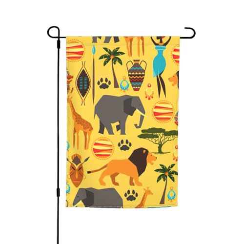 Afrika-Elefanten-Druck, lichtbeständig, Gartenflagge, Ganzjahresflagge, Outdoor-Hof-Dekoration für Veranden von KLJnmbb
