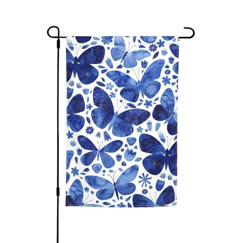 Blaue Schmetterlinge, farbbeständige Gartenflaggen, Ganzjahresflagge, Outdoor-Hofdekoration für Veranden von KLJnmbb