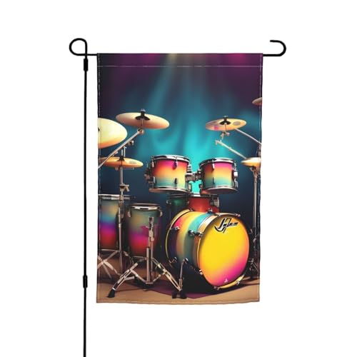 Coole Trommel-Set, Druck, lichtbeständig, Gartenflaggen, Ganzjahresflagge, Outdoor-Hofdekoration für Veranden von KLJnmbb