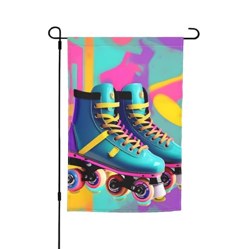Farbenfrohe Retro-Gartenflagge, Rollschuh-Druck, farbecht, für alle Jahreszeiten, für den Außenbereich, Hof, Dekoration für Veranden Farbenfrohe Retro-Gartenflagge, Rollschuh-Druck, farbecht, für alle Jahreszeiten, für den Außenbereich, Hof, Dekoration für Veranden von KLJnmbb