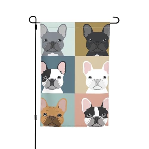 Französische Bulldogge Druck, lichtbeständig, Gartenflagge, Ganzjahresflagge, Outdoor-Hofdekoration für Veranden von KLJnmbb