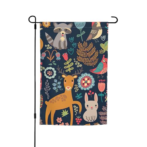 Gartenflagge, Motiv: Eule, Kaninchen, Vogel, Fuchs, farbbeständig, für alle Jahreszeiten, für den Außenbereich, Hof, Dekoration für Veranden Gartenflagge, Motiv: Eule, Kaninchen, Vogel, Fuchs, farbbeständig, für alle Jahreszeiten, für den Außenbereich, Hof, Dekoration für Veranden von KLJnmbb