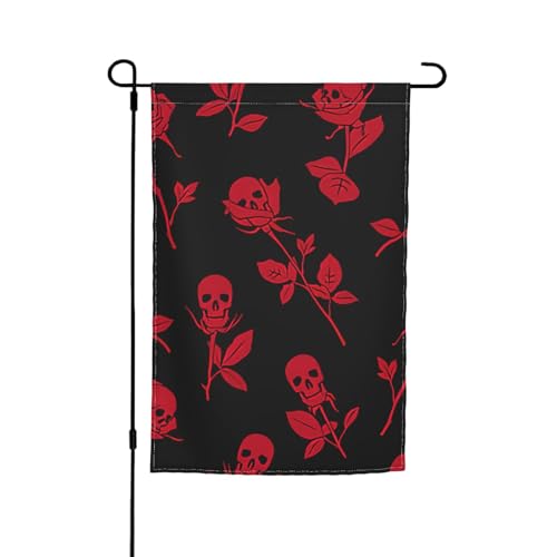 Gartenflaggen mit Totenkopf-Rosen-Druck, farbecht, für alle Jahreszeiten, für den Außenbereich, Hof, Dekoration für Veranden Gartenflaggen mit Totenkopf-Rosen-Druck, farbecht, für alle Jahreszeiten, für den Außenbereich, Hof, Dekoration für Veranden von KLJnmbb