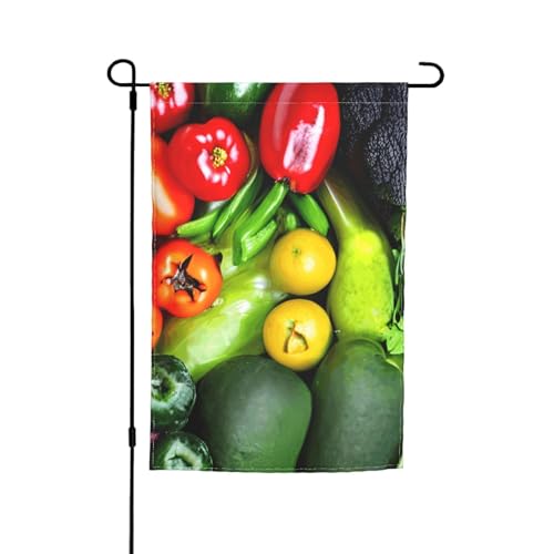 Gartenflaggen mit frischem Gemüse, Obst, farbbeständig, für alle Jahreszeiten, für den Außenbereich, Hofdekoration für Veranden von KLJnmbb