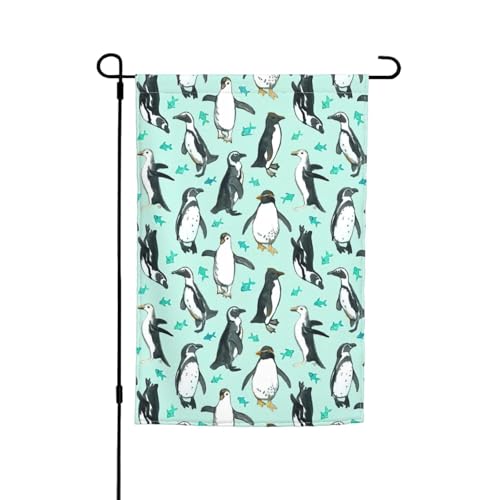 Gartenflaggen mit niedlichem Pinguin-Druck, lichtbeständig, für alle Jahreszeiten, für den Außenbereich, Hofdekoration für Veranden von KLJnmbb