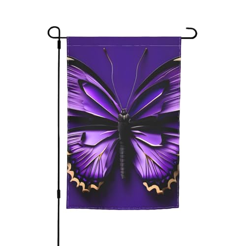 Gartenflaggen mit niedlichem violettem Schmetterlings-Druck, farbecht, für alle Jahreszeiten, für den Außenbereich, Hof, Dekoration für Veranden Gartenflaggen mit niedlichem violettem Schmetterlings-Druck, farbecht, für alle Jahreszeiten, für den Außenbereich, Hof, Dekoration für Veranden von KLJnmbb