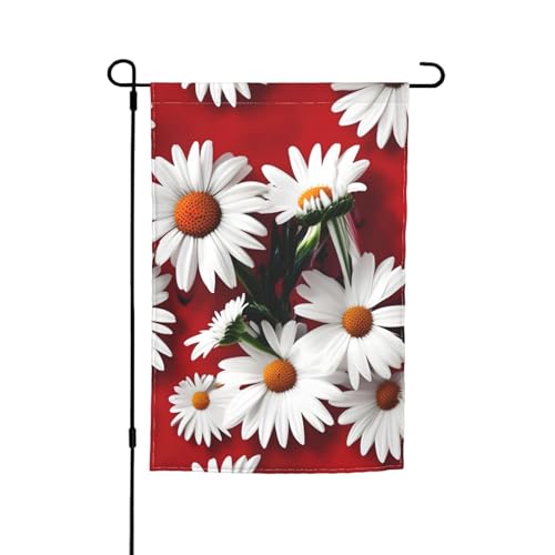Gartenflaggen mit roten Blumen und weißen Gänseblümchen, farbecht, für alle Jahreszeiten, für den Außenbereich, Hofdekoration für Veranden Gartenflaggen mit roten Blumen und weißen Gänseblümchen, farbecht, für alle Jahreszeiten, für den Außenbereich, Hofdekoration für Veranden von KLJnmbb
