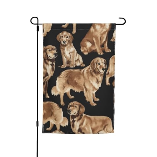 Golden Retrievers Print lichtbeständige Gartenflaggen, Ganzjahresflagge, Outdoor-Hofdekoration für Veranden von KLJnmbb