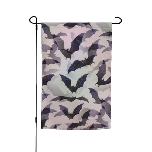 Halloween-Fledermaus-Motiv, grauer Druck, lichtbeständig, Gartenflagge, Ganzjahresflagge, Outdoor-Hof-Dekoration für Veranden von KLJnmbb