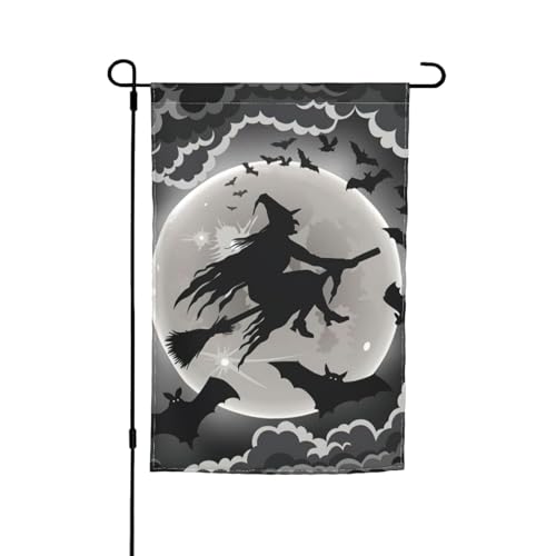 Halloween-Hexen-Druck, lichtbeständig, Gartenflagge, Ganzjahresflagge, Outdoor-Hofdekoration für Veranden von KLJnmbb