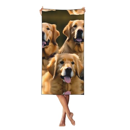 KLJnmbb Golden Retrievers bedrucktes weiches Strandtuch, übergroß, schnell trocknend, Handtuch für Erwachsene für Reisen und Pool von KLJnmbb