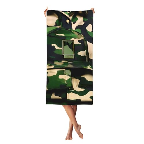 KLJnmbb Grünes Armee-Digital-Tarnmuster, weiches Strandtuch, übergroß, schnell trocknend, Handtuch für Erwachsene für Reisen und Pool von KLJnmbb