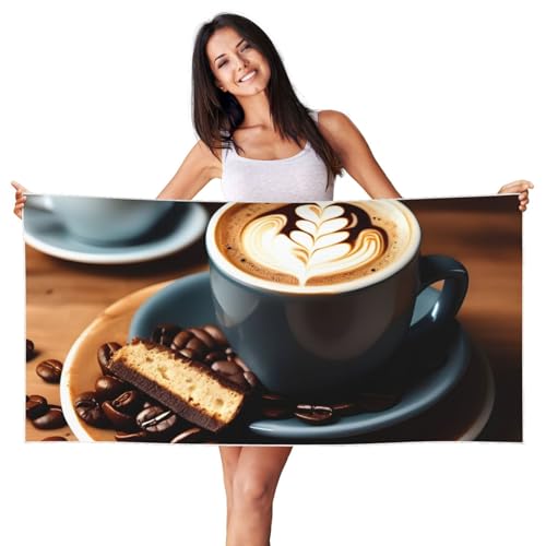 KLJnmbb Köstlicher Kaffee-Druck, Sommer-Accessoire, niedliches Strandtuch, übergroß, schnell trocknend, Pool-Handtuch, leicht von KLJnmbb