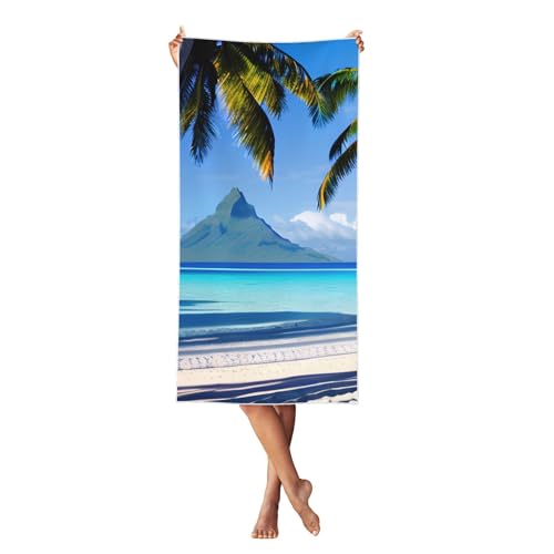 KLJnmbb Tahiti Strandtuch, bedruckt, weich, übergroß, schnell trocknend, Handtuch für Erwachsene für Reisen und Pool von KLJnmbb