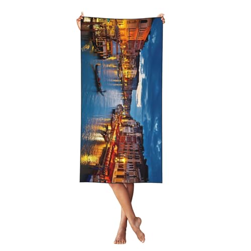 KLJnmbb Venice Night Print weiches Strandtuch, übergroß, schnell trocknend, Handtuch für Erwachsene für Reisen und Pool von KLJnmbb