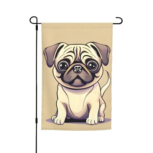 Lustige Cartoon-Mops-Hunde-Druck, lichtbeständig, Gartenflagge, Ganzjahresflagge, Outdoor-Hof-Dekoration für Veranden Lustige Cartoon-Mops-Hunde-Druck, lichtbeständig, Gartenflagge, Ganzjahresflagge, Outdoor-Hof-Dekoration für Veranden von KLJnmbb