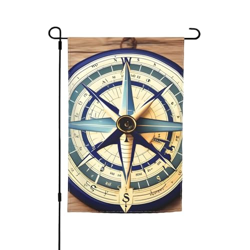Maritime Segelboot-Kompass-Druck, lichtbeständige Gartenflaggen, Ganzjahresflagge, Outdoor-Hofdekoration für Veranden von KLJnmbb
