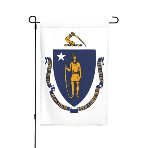 Massachusetts Staatsflagge, Druck, lichtbeständige Gartenflaggen, Ganzjahresflagge, Outdoor-Hofdekoration für Veranden von KLJnmbb
