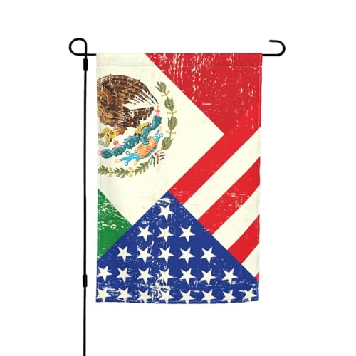 Mexikanische amerikanische Flagge, Druck, lichtbeständig, Gartenflagge, Ganzjahresflagge, Outdoor-Hofdekoration für Veranden von KLJnmbb