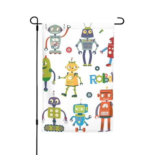 Niedliche Cartoon-Roboter-Druck, lichtbeständige Gartenflaggen, Ganzjahresflagge, Outdoor-Hof-Dekoration für Veranden Niedliche Cartoon-Roboter-Druck, lichtbeständige Gartenflaggen, Ganzjahresflagge, Outdoor-Hof-Dekoration für Veranden von KLJnmbb
