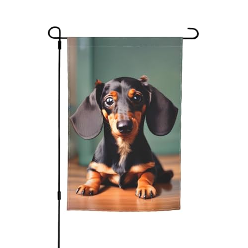 Niedlicher Dackel-Duggee-Druck, lichtbeständig, Gartenflagge, Ganzjahresflagge, Outdoor-Hof-Dekoration für Veranden Niedlicher Dackel-Duggee-Druck, lichtbeständig, Gartenflagge, Ganzjahresflagge, Outdoor-Hof-Dekoration für Veranden von KLJnmbb