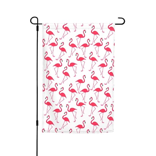 Rosa Flamingo-Muster Druck lichtbeständige Gartenflaggen Ganzjahresflagge Outdoor Hof Dekor für Veranden von KLJnmbb
