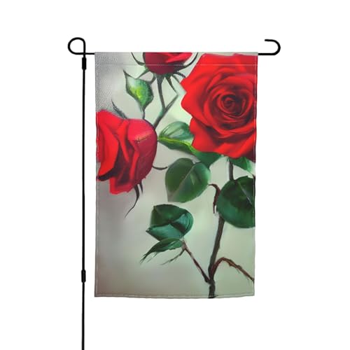 Rote Rose Bilddruck, lichtbeständig, Gartenflaggen, Ganzjahresflagge, Outdoor-Hofdekoration für Veranden von KLJnmbb
