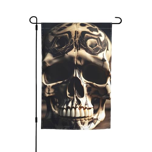 Schädel Rock Roll Skelett Knochen Druck Verblassen Beständig Gartenflaggen Ganzjahresflagge Outdoor Hof Dekor für Veranden von KLJnmbb