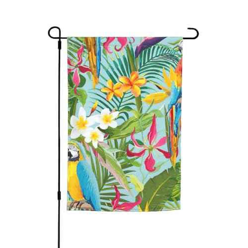 Tropische Pflanzen und Papageien, bedruckt, lichtbeständig, Gartenflagge, Ganzjahresflagge, Outdoor-Hofdekoration für Veranden Tropische Pflanzen und Papageien, bedruckt, lichtbeständig, Gartenflagge, Ganzjahresflagge, Outdoor-Hofdekoration für Veranden von KLJnmbb