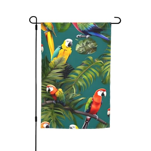 Tropische Pflanzen und Papageien, bedruckt, lichtbeständig, Gartenflagge, Ganzjahresflagge, Outdoor-Hofdekoration für Veranden Tropische Pflanzen und Papageien, bedruckt, lichtbeständig, Gartenflagge, Ganzjahresflagge, Outdoor-Hofdekoration für Veranden von KLJnmbb