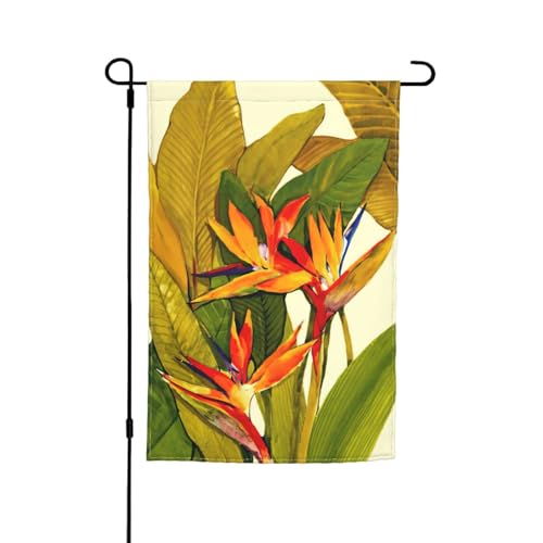 Tropischer Paradiesvogel-Druck, lichtbeständige Gartenflaggen, Ganzjahresflagge, Outdoor-Hofdekoration für Veranden von KLJnmbb