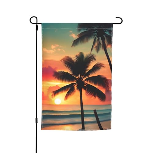 Tropischer Strandpalmen-Druck, lichtbeständige Gartenflaggen, Ganzjahresflagge, Outdoor-Hof-Dekoration für Veranden von KLJnmbb