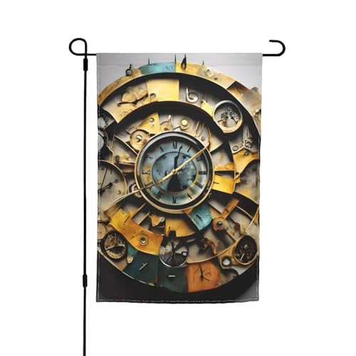 Uhr-Kunstdruck, lichtbeständig, Gartenflaggen, Ganzjahresflagge, Outdoor-Hofdekoration für Veranden Uhr-Kunstdruck, lichtbeständig, Gartenflaggen, Ganzjahresflagge, Outdoor-Hofdekoration für Veranden von KLJnmbb