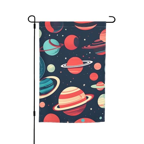 Weltraumplaneten Druck, lichtbeständige Gartenflaggen, Ganzjahresflagge, Outdoor-Hofdekoration für Veranden von KLJnmbb