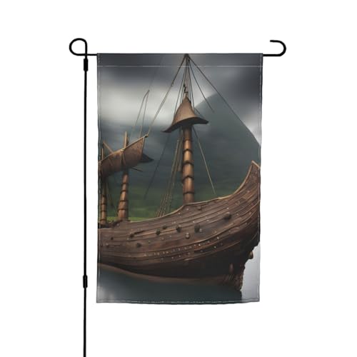 Wikinger-Boot-Druck, lichtbeständige Gartenflaggen, Ganzjahresflagge, Outdoor-Hofdekoration für Veranden von KLJnmbb