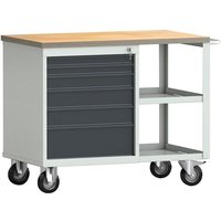 KLK - Werkbank pw 700 B1000xT620xH805mm Buche Multiplex lichtgrau, ral 7035 anthrazitgrau, ral 7016 6 Schubl. von KLK