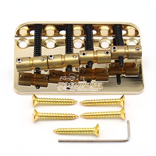 KLKL 1 Satz Electric Guitar Bridge 4 String Bass Bridge Messing Satteltellen Stahlplatte Präzision Gitarrensteg ersetzen (Color : 1set Gold) von KLKL