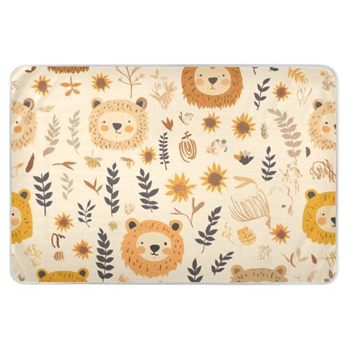 132 cm L x 86 cm B Herbst Boho Löwe Orange Extra große wiederverwendbare Windelmatten wasserdicht waschbar Bettnässer Pad hautfreundliche Reisematratze für Kinder Erwachsene Haustiere von KLL